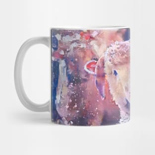 Playful Baby Sheep starring Abstract Painting Mug